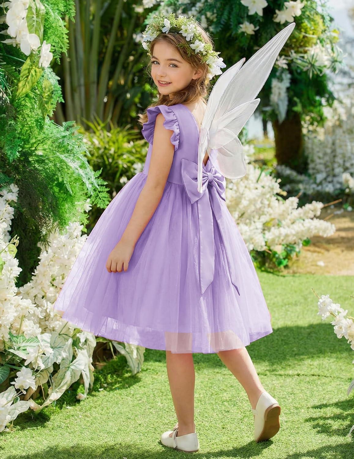 image:imageArshiner Toddler Flower Girl Dress VBack Bowknot Birthday Party Formal Ball Gown Prom Tulle DressesLavender