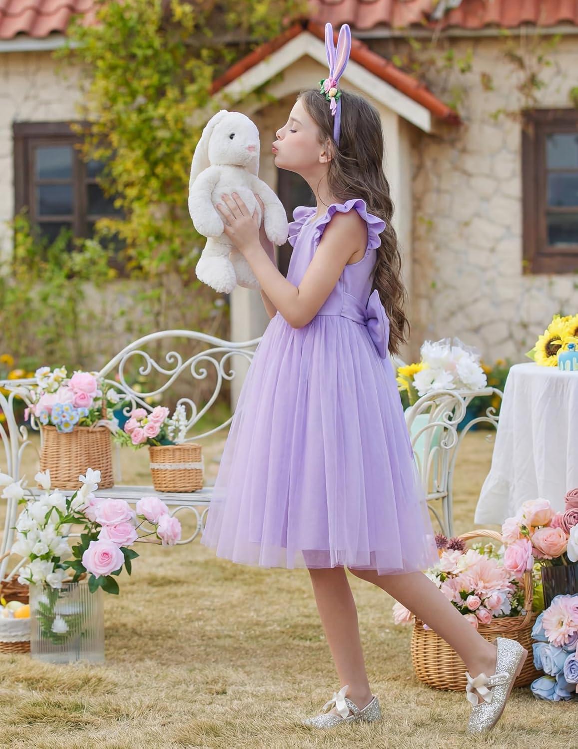 image:imageArshiner Toddler Flower Girl Dress VBack Bowknot Birthday Party Formal Ball Gown Prom Tulle DressesLavender