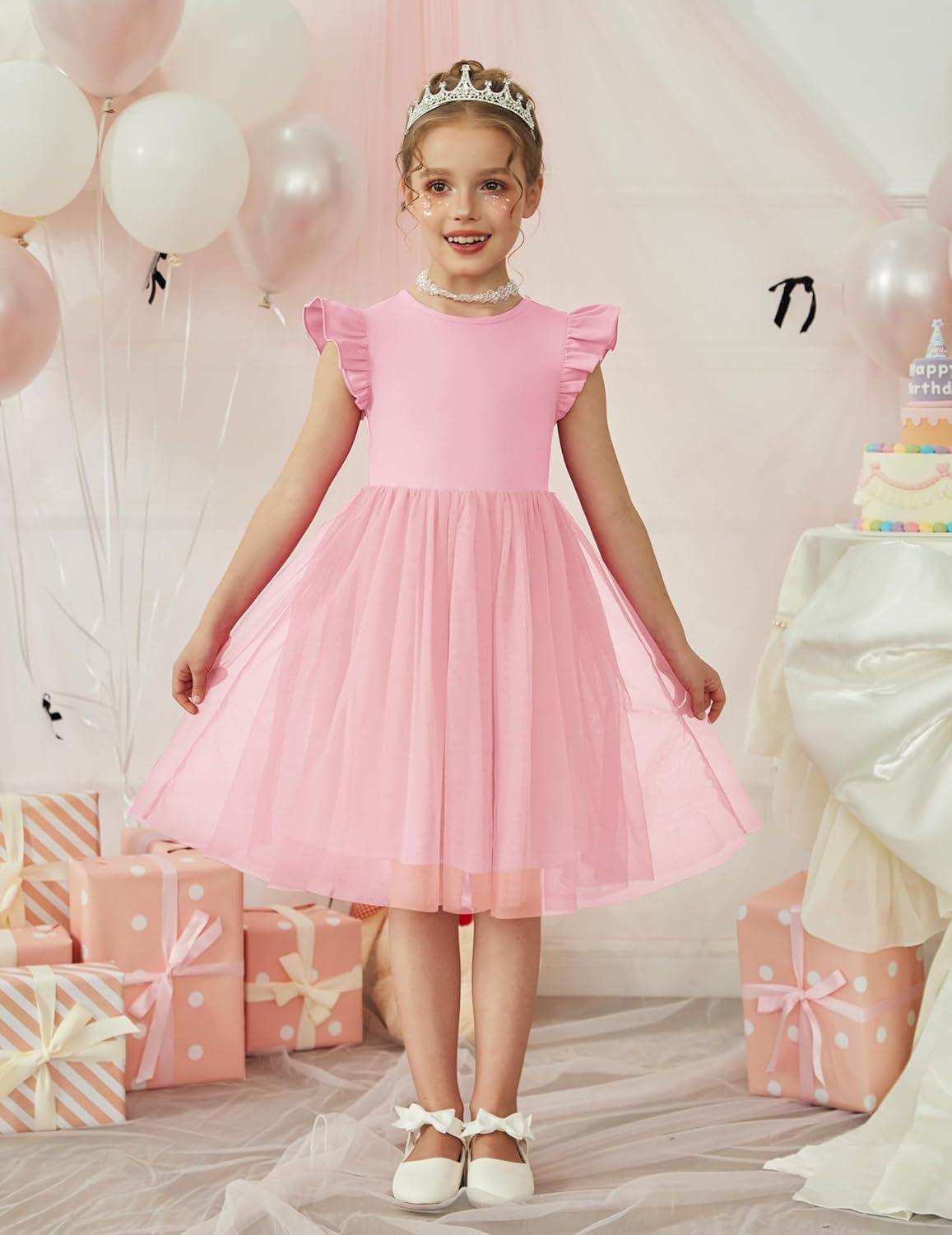 image:imageArshiner Toddler Flower Girl Dress VBack Bowknot Birthday Party Formal Ball Gown Prom Tulle DressesPink