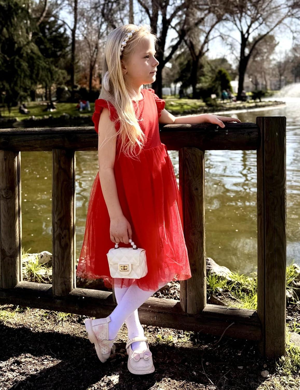 image:imageArshiner Toddler Flower Girl Dress VBack Bowknot Birthday Party Formal Ball Gown Prom Tulle DressesRed