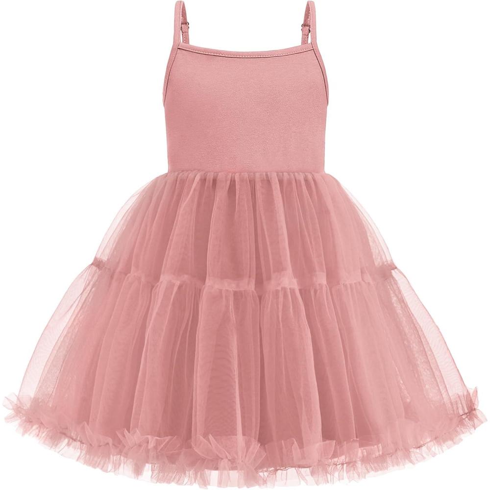 image:imageArshiner Toddler Baby Girl Birthday Princess Dress Girls Spaghetti Strap Tulle Tutu Dresses Summer Mini Sundress 18YDusty Pink Dot Tulle