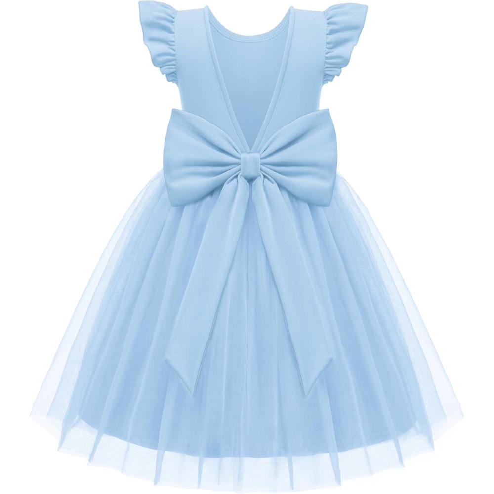 image:imageArshiner Toddler Flower Girl Dress VBack Bowknot Birthday Party Formal Ball Gown Prom Tulle DressesBlue