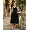 Arshiner Flower Girl Dress Spaghetti Strap Tulle Long Formal Wedding Pageant Party Fancy Princess Ball Gown Dresses(Black)