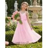 Arshiner Flower Girl Dress Spaghetti Strap Tulle Long Formal Wedding Pageant Party Fancy Princess Ball Gown Dresses(Light Pink)