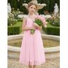 Arshiner Flower Girl Dress Spaghetti Strap Tulle Long Formal Wedding Pageant Party Fancy Princess Ball Gown Dresses(Light Pink)
