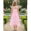 Arshiner Flower Girl Dress Spaghetti Strap Tulle Long Formal Wedding Pageant Party Fancy Princess Ball Gown Dresses(Light Pink)