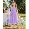 Arshiner Flower Girl Dress Spaghetti Strap Tulle Long Formal Wedding Pageant Party Fancy Princess Ball Gown Dresses(Light Purple)