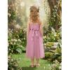 Arshiner Flower Girl Dress Spaghetti Strap Tulle Long Formal Wedding Pageant Party Fancy Princess Ball Gown Dresses(Pink)