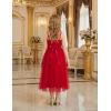 Arshiner Flower Girl Dress Spaghetti Strap Tulle Long Formal Wedding Pageant Party Fancy Princess Ball Gown Dresses(Red)