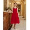 Arshiner Flower Girl Dress Spaghetti Strap Tulle Long Formal Wedding Pageant Party Fancy Princess Ball Gown Dresses(Red)