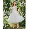 Arshiner Flower Girl Dress Spaghetti Strap Tulle Long Formal Wedding Pageant Party Fancy Princess Ball Gown Dresses(White)