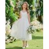 Arshiner Flower Girl Dress Spaghetti Strap Tulle Long Formal Wedding Pageant Party Fancy Princess Ball Gown Dresses(White)