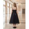 Arshiner Flower Girls Dress Spaghetti Strap Formal Wedding Pageant Party Tulle Long Dresses with Belt(Black)