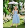 Arshiner Flower Girls Dress Spaghetti Strap Formal Wedding Pageant Party Tulle Long Dresses with Belt(Blue)