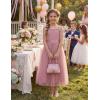 Arshiner Flower Girls Dress Spaghetti Strap Formal Wedding Pageant Party Tulle Long Dresses with Belt(Dusty Rose)