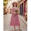 Arshiner Flower Girls Dress Spaghetti Strap Formal Wedding Pageant Party Tulle Long Dresses with Belt(Dusty Rose)