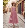 Arshiner Flower Girls Dress Spaghetti Strap Formal Wedding Pageant Party Tulle Long Dresses with Belt(Dusty Rose)