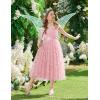 Arshiner Flower Girls Dress Spaghetti Strap Formal Wedding Pageant Party Tulle Long Dresses with Belt(Pink Floral)