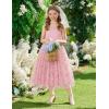 Arshiner Flower Girls Dress Spaghetti Strap Formal Wedding Pageant Party Tulle Long Dresses with Belt(Pink Floral)