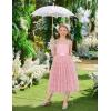 Arshiner Flower Girls Dress Spaghetti Strap Formal Wedding Pageant Party Tulle Long Dresses with Belt(Pink Floral)