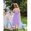 Arshiner Flower Girls Dress Spaghetti Strap Formal Wedding Pageant Party Tulle Long Dresses with Belt(Purple)
