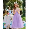Arshiner Flower Girls Dress Spaghetti Strap Formal Wedding Pageant Party Tulle Long Dresses with Belt(Purple)