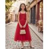 Arshiner Flower Girls Dress Spaghetti Strap Formal Wedding Pageant Party Tulle Long Dresses with Belt(Red)