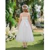 Arshiner Flower Girls Dress Spaghetti Strap Formal Wedding Pageant Party Tulle Long Dresses with Belt(White)