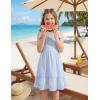 Arshiner Girls Summer Dress Bowknot Strap Casual Sleeveless Tiered Sundress with Pockets 6-14 Years(Blue Stripes)