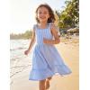 Arshiner Girls Summer Dress Bowknot Strap Casual Sleeveless Tiered Sundress with Pockets 6-14 Years(Blue Stripes)