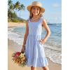 Arshiner Girls Summer Dress Bowknot Strap Casual Sleeveless Tiered Sundress with Pockets 6-14 Years(Blue Stripes)