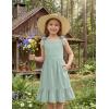 Arshiner Girls Summer Dress Bowknot Strap Casual Sleeveless Tiered Sundress with Pockets 6-14 Years(Light Green)