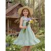 Arshiner Girls Summer Dress Bowknot Strap Casual Sleeveless Tiered Sundress with Pockets 6-14 Years(Light Green)