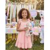 Arshiner Girls Summer Dress Bowknot Strap Casual Sleeveless Tiered Sundress with Pockets 6-14 Years(Light Pink)