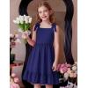 Arshiner Girls Summer Dress Bowknot Strap Casual Sleeveless Tiered Sundress with Pockets 6-14 Years(Navy Blue)