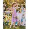 Arshiner Girls Summer Dress Bowknot Strap Casual Sleeveless Tiered Sundress with Pockets 6-14 Years(Purple)