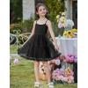 Arshiner Toddler Baby Girl Birthday Princess Dress Girls Spaghetti Strap Tulle Tutu Dresses Summer Mini Sundress 1-8Y(Black)