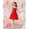 Arshiner Toddler Baby Girl Birthday Princess Dress Girls Spaghetti Strap Tulle Tutu Dresses Summer Mini Sundress 1-8Y(Red)