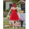Arshiner Toddler Baby Girl Birthday Princess Dress Girls Spaghetti Strap Tulle Tutu Dresses Summer Mini Sundress 1-8Y(Red)