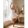 Arshiner Toddler Baby Girl Birthday Princess Dress Girls Spaghetti Strap Tulle Tutu Dresses Summer Mini Sundress 1-8Y(White)