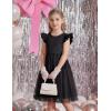 Arshiner Toddler Flower Girl Dress V-Back Bowknot Birthday Party Formal Ball Gown Prom Tulle Dresses(Black)