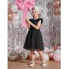 Arshiner Toddler Flower Girl Dress V-Back Bowknot Birthday Party Formal Ball Gown Prom Tulle Dresses(Black)