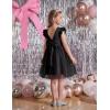 Arshiner Toddler Flower Girl Dress V-Back Bowknot Birthday Party Formal Ball Gown Prom Tulle Dresses(Black)