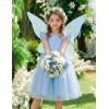 Arshiner Toddler Flower Girl Dress V-Back Bowknot Birthday Party Formal Ball Gown Prom Tulle Dresses(Blue)