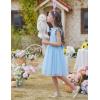 Arshiner Toddler Flower Girl Dress V-Back Bowknot Birthday Party Formal Ball Gown Prom Tulle Dresses(Blue)