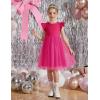 Arshiner Toddler Flower Girl Dress V-Back Bowknot Birthday Party Formal Ball Gown Prom Tulle Dresses(Hot Pink)
