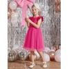 Arshiner Toddler Flower Girl Dress V-Back Bowknot Birthday Party Formal Ball Gown Prom Tulle Dresses(Hot Pink)