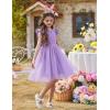 Arshiner Toddler Flower Girl Dress V-Back Bowknot Birthday Party Formal Ball Gown Prom Tulle Dresses(Lavender)