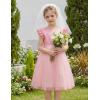 Arshiner Toddler Flower Girl Dress V-Back Bowknot Birthday Party Formal Ball Gown Prom Tulle Dresses(Pink)