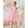 Arshiner Toddler Flower Girl Dress V-Back Bowknot Birthday Party Formal Ball Gown Prom Tulle Dresses(Pink)